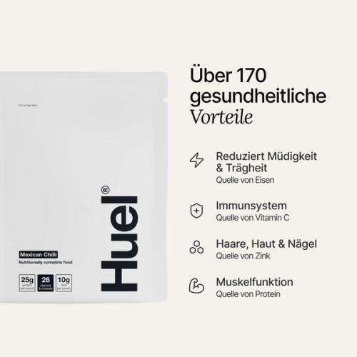 A sachet of Huel Hot & Savoury on a neutral colour background