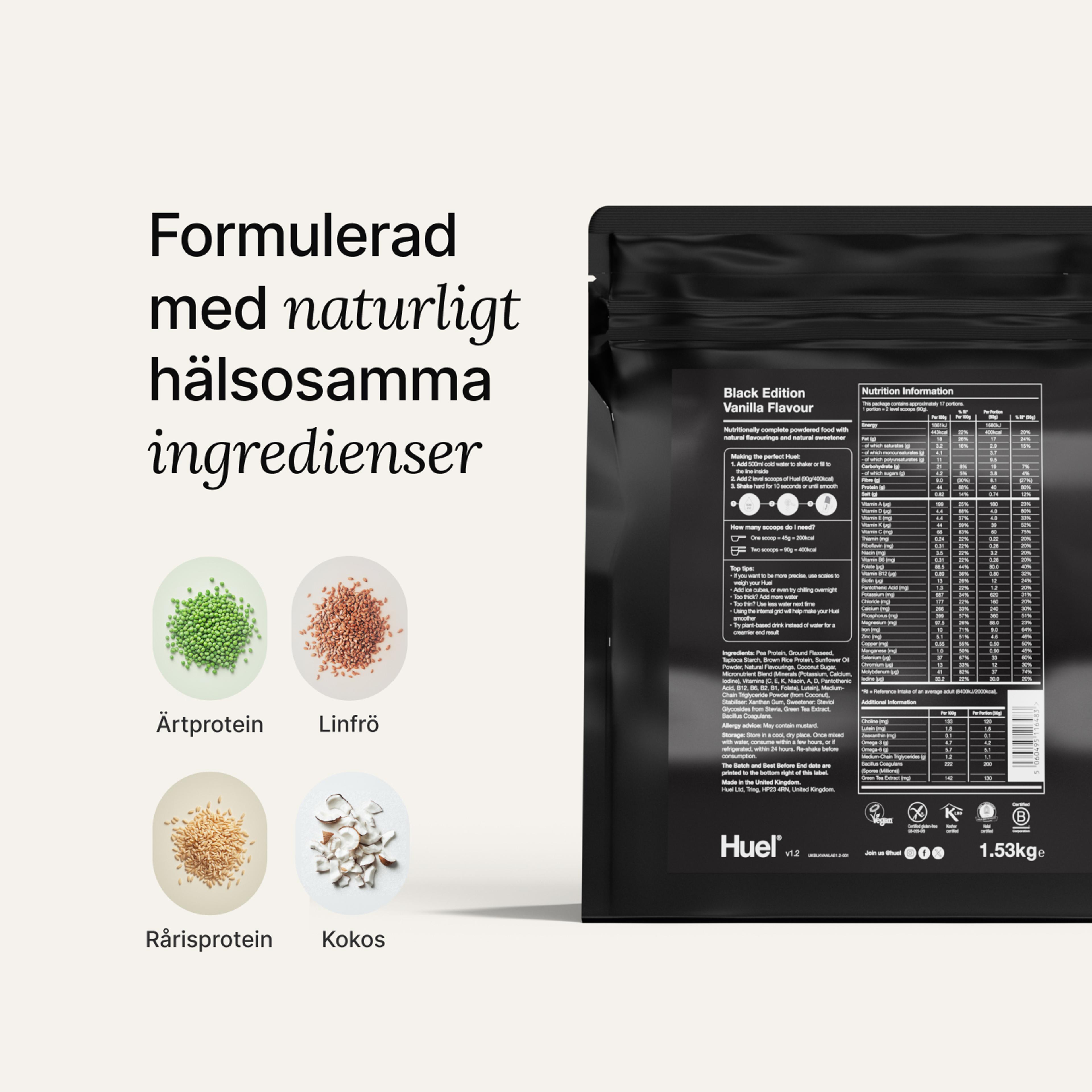 BE Powder baksida med ingredienser