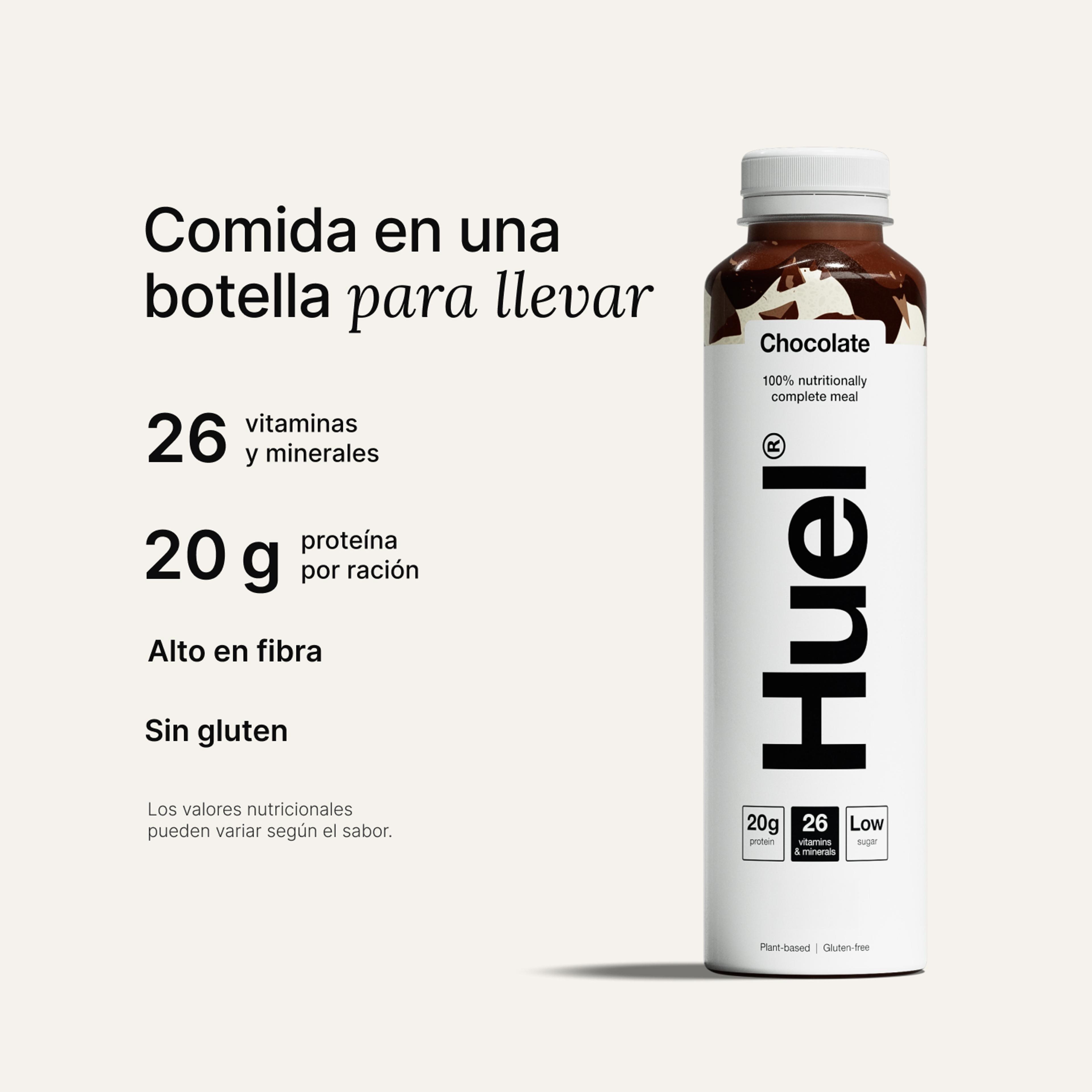 Botella de Listo para beber con llamadas de Nutrición Completa