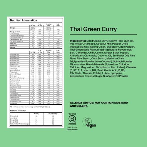 Back of a Huel Hot & Savoury meal pack with nutritional information