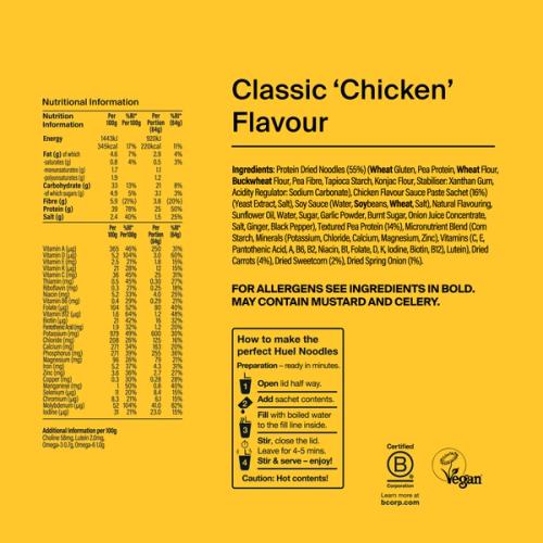 Back of a Huel Lite Ramen with nutritional information
