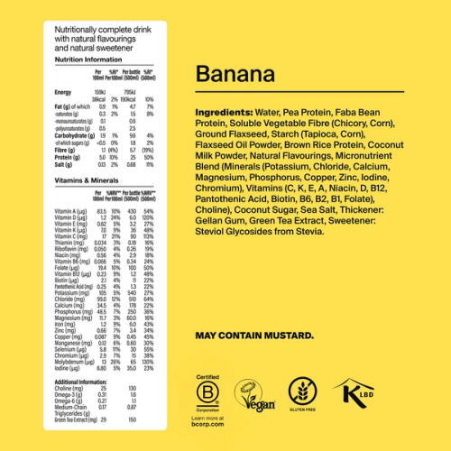 The back of pack of Banana showing all the ingredients