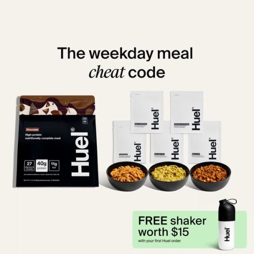 Huel Breakfast & Lunch bundle including Black edition powder bag and Hot & Savoury meal packs
