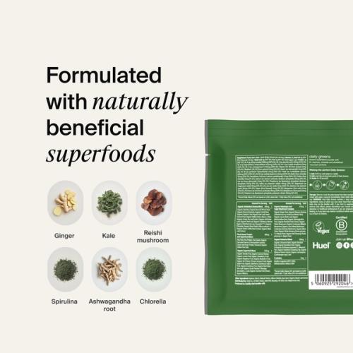 Ingredients and the Greens Travel Pack back of pack