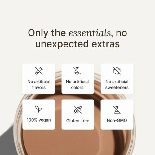 Above shot of a glass of Huel RTD on a neutral colour background