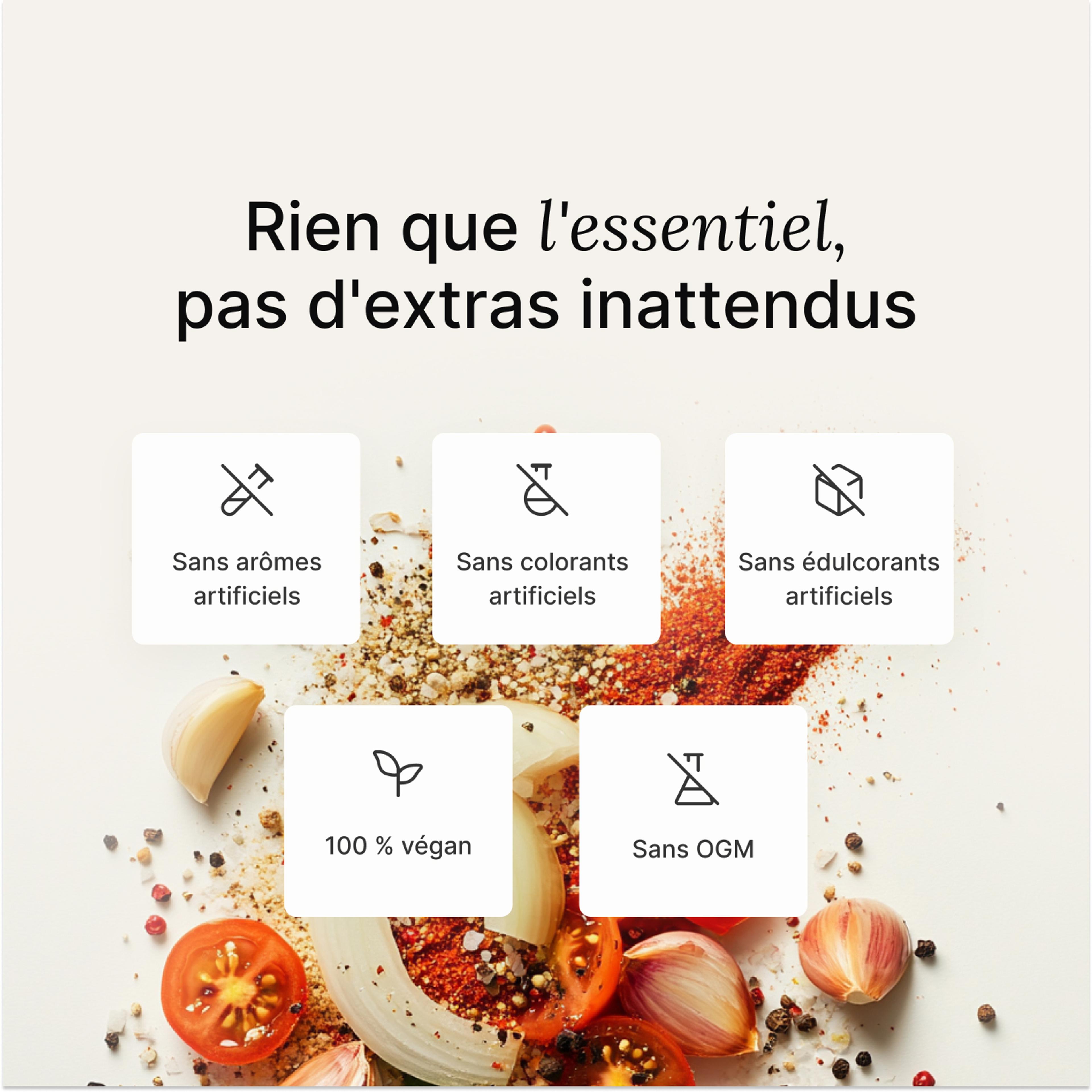 Dried vegetables and herbs blend on a neutral colour background