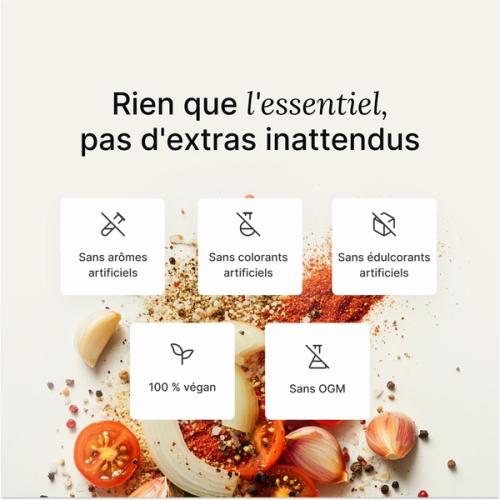 Dried vegetables and herbs blend on a neutral colour background