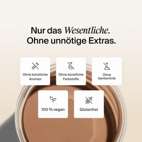 Eine Aufnahme eines Ready-to-drink Vanille mit Eiswürfeln von oben nach unten