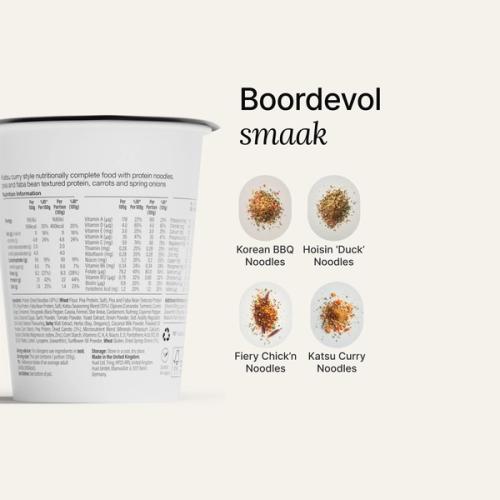 Close up view of Hot & Savoury pot's label with the wording accompanied by 7 flavour icons