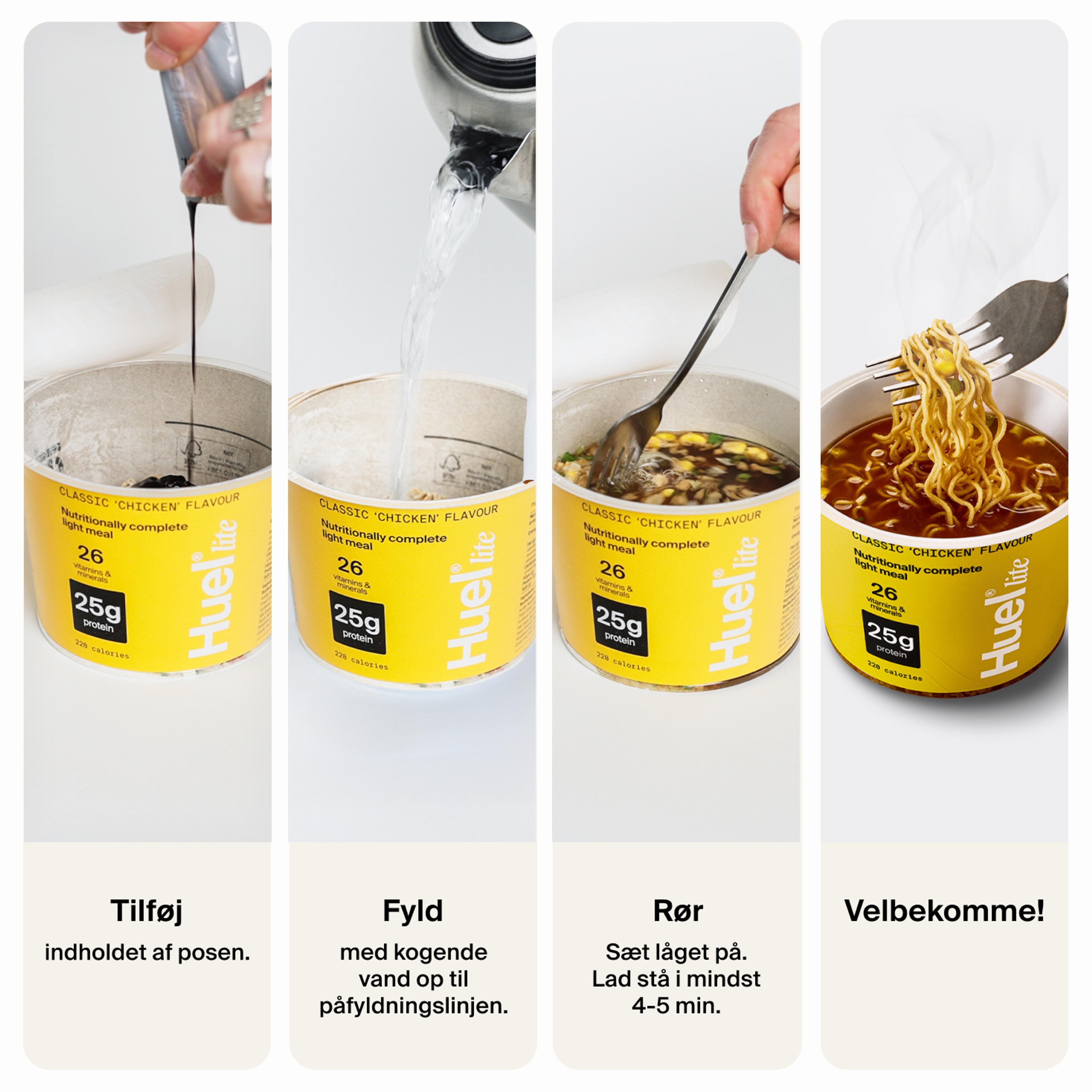 En trinvis guide til at forberede Huel Lite Ramen
