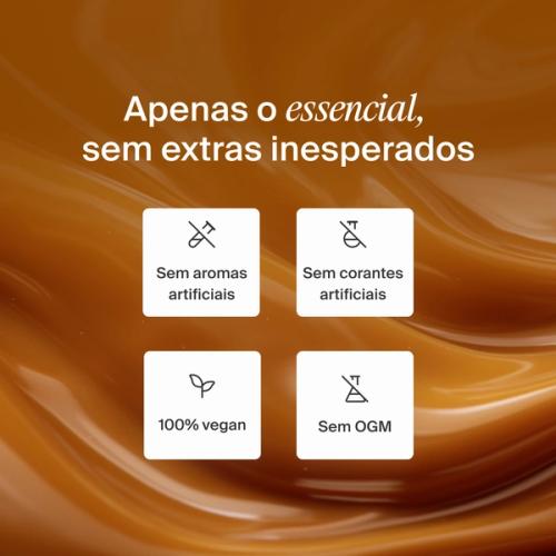 An extreme close-up of swirling caramel with key Huel health benefits overlayed