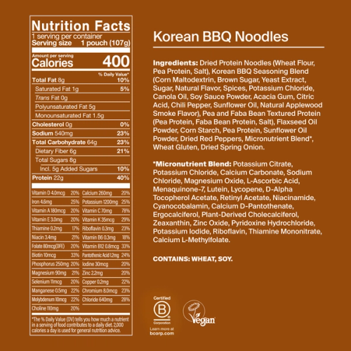 Back of a Huel Hot & Savoury meal pack with nutritional information