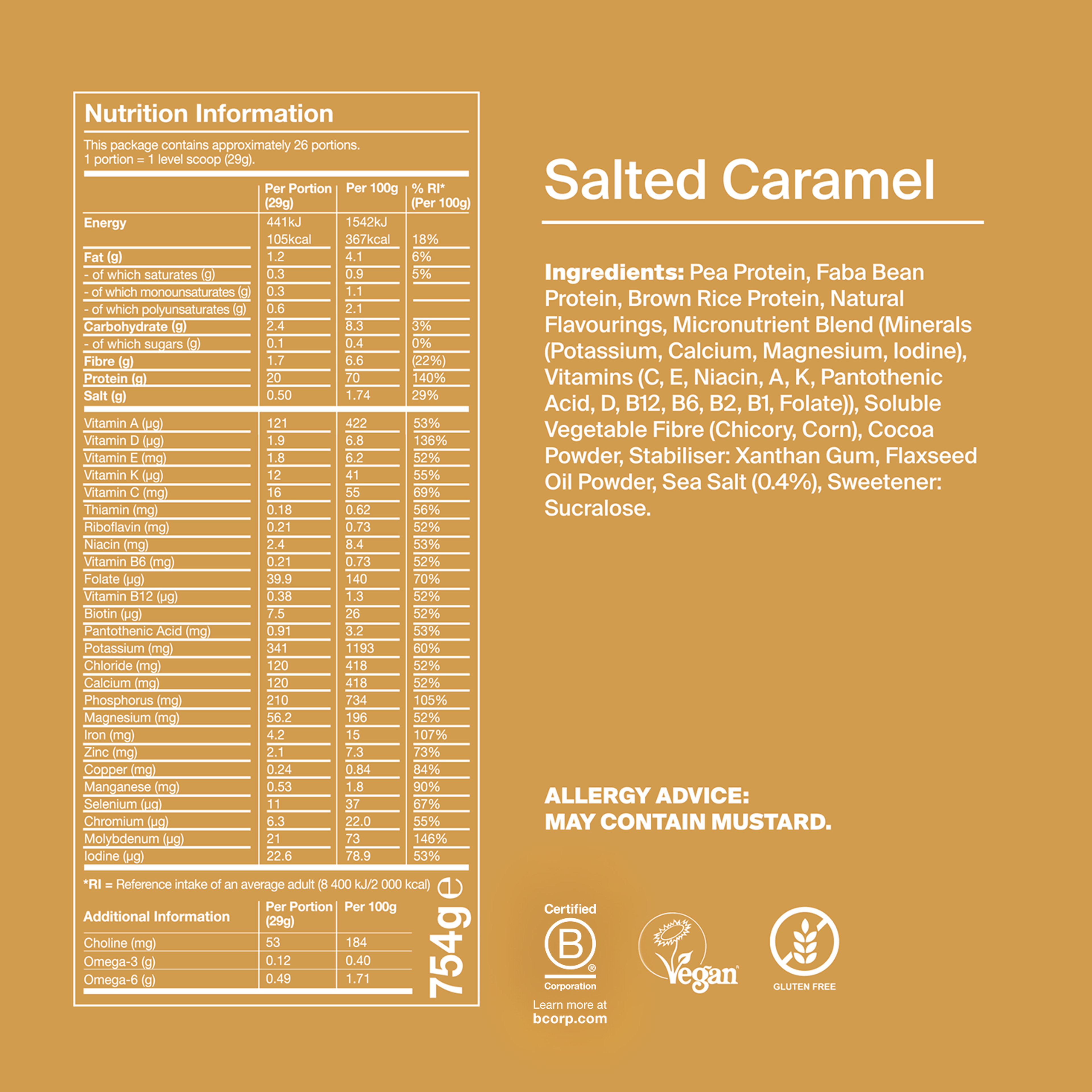 the back of a Huel complete protein powder bag containing nutritional information