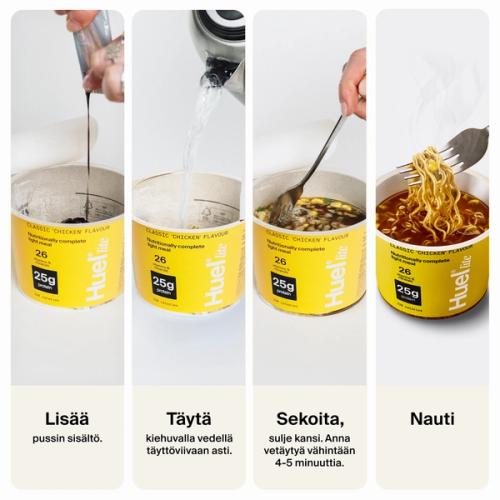 Vaiheittaiset ohjeet Huel Lite Ramenin valmistukseen