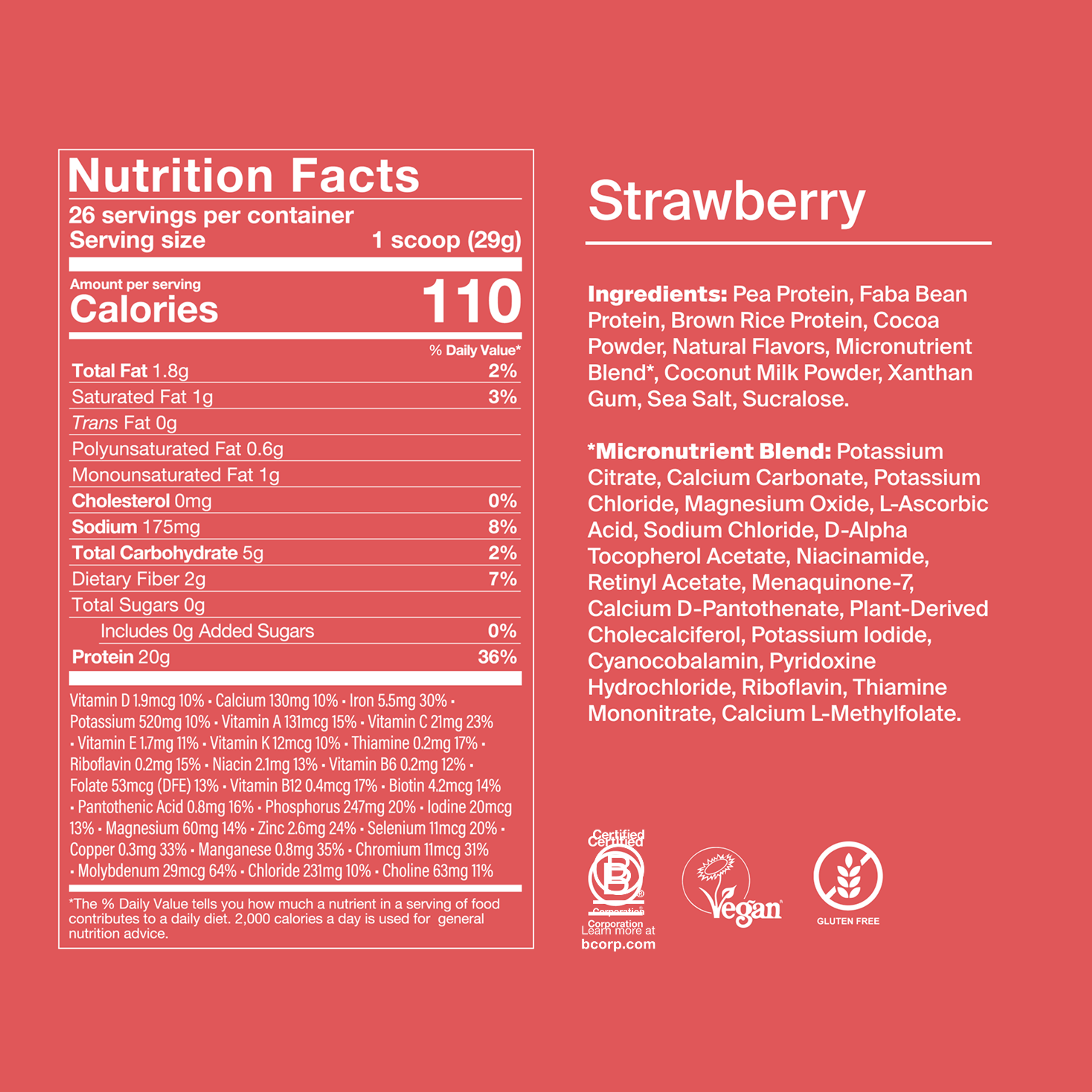 the back of a Huel complete protein powder bag containing nutritional information