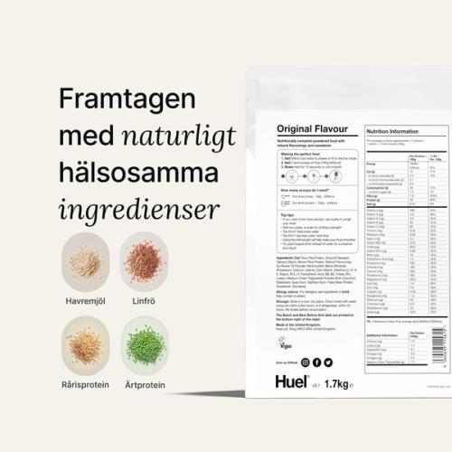 Back of pack nutritional information for Huel Powder