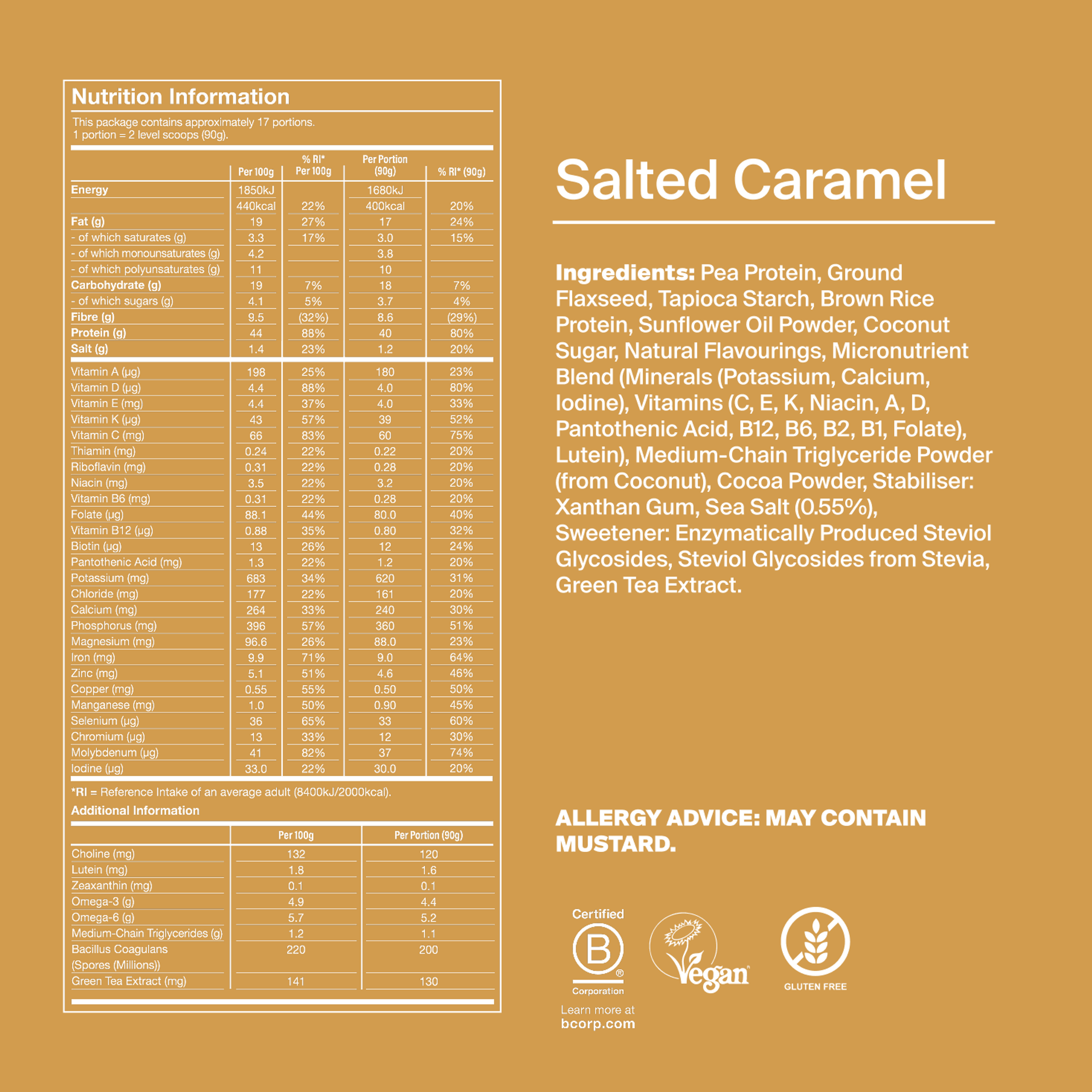 Black Edition Powder back-of-pack with ingredients - Salted Caramel flavour
