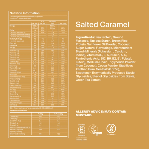 Black Edition Powder back-of-pack with ingredients - Salted Caramel flavour