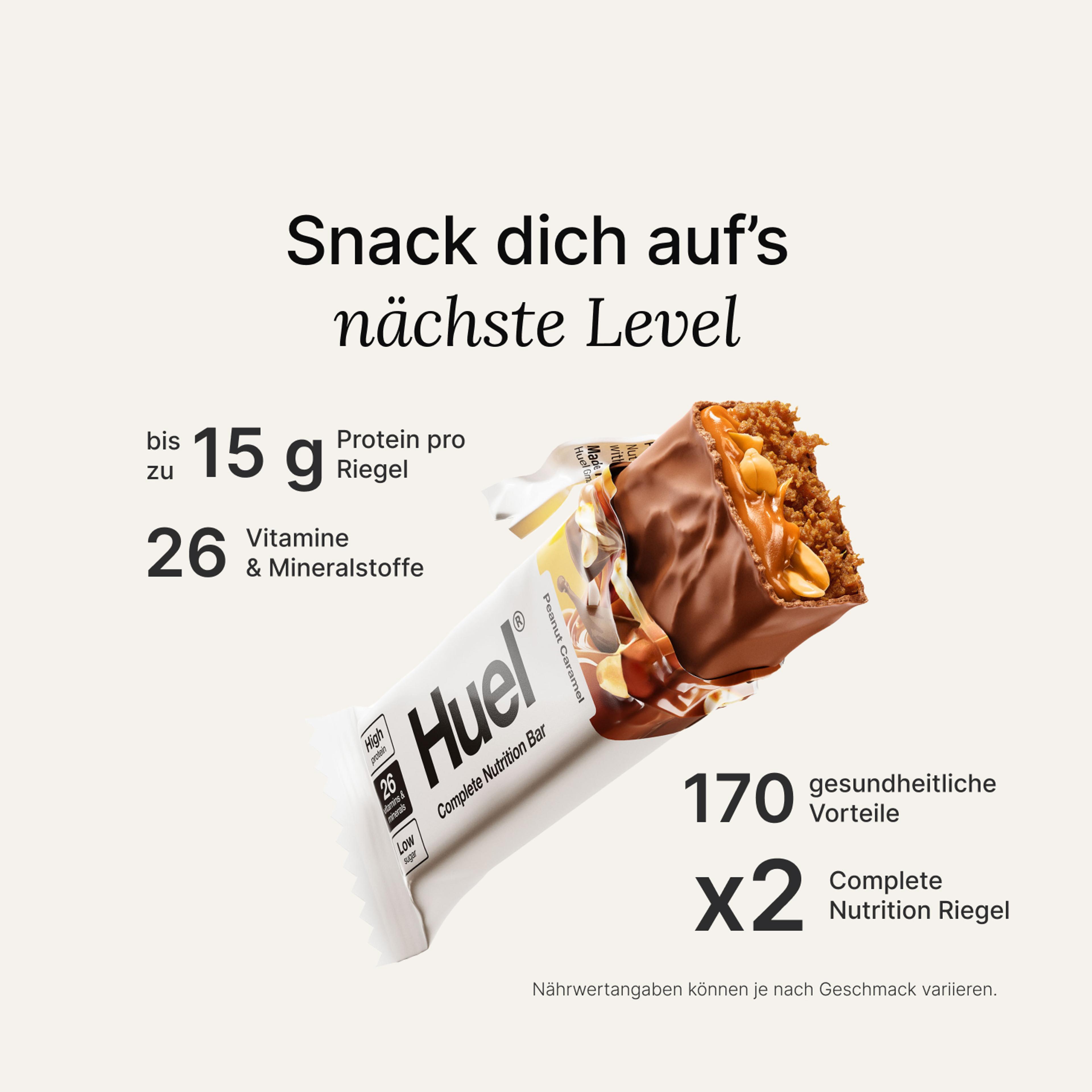 An image of a Huel Complete Nutrition protein bar in a ripped wrapper