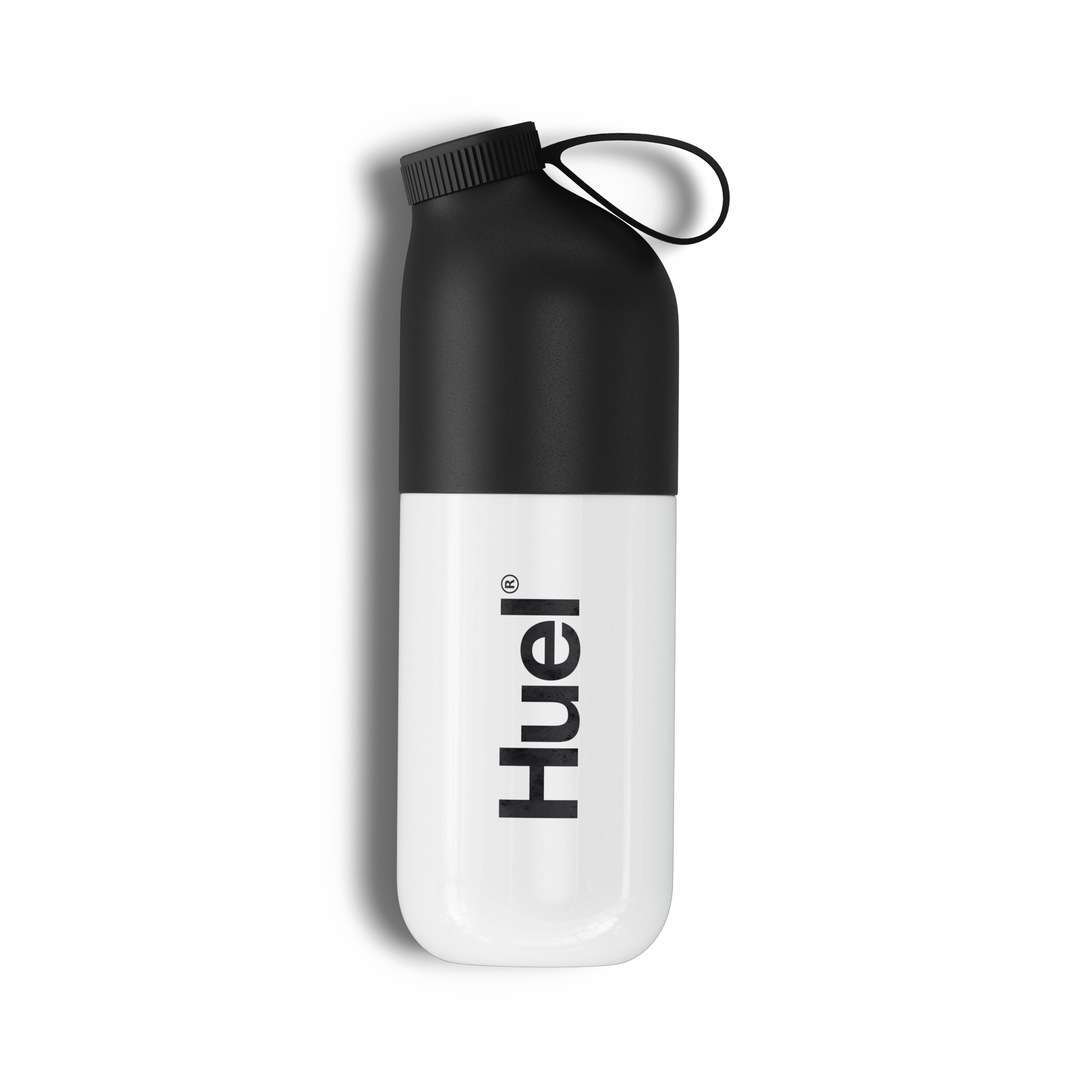 Huel shaker next to two scoops