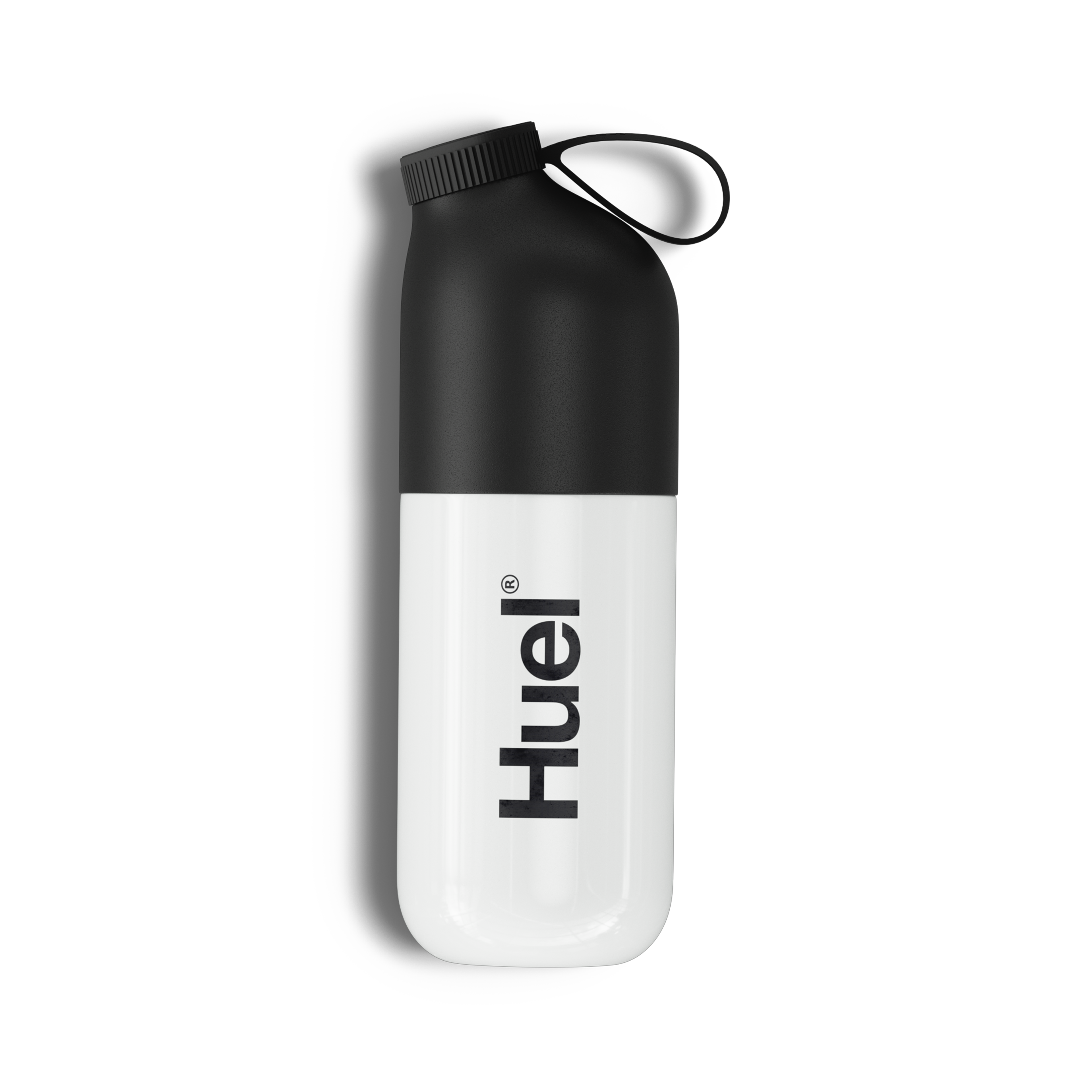 Huel shaker next to two scoops