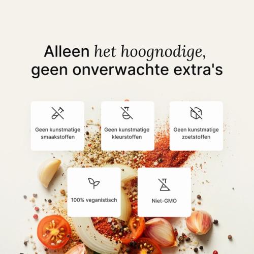 Dried vegetables and herbs blend on a neutral colour background
