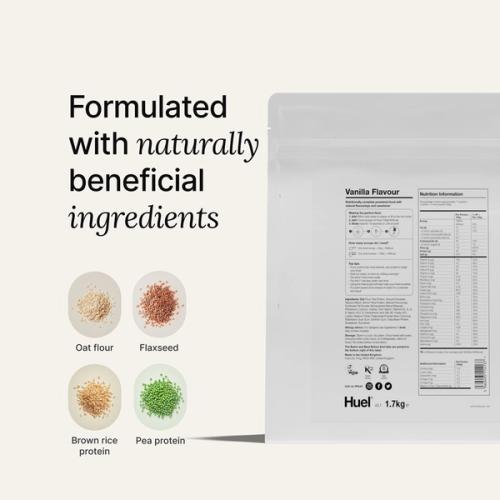 Back of pack nutritional information for Huel Powder