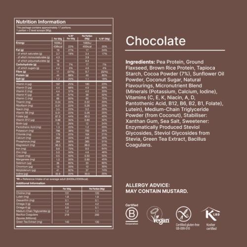 BE Powder back-of-pack with ingredients