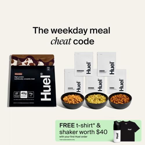 Huel Breakfast & Lunch bundle including Black edition powder bag and Hot & Savoury meal packs