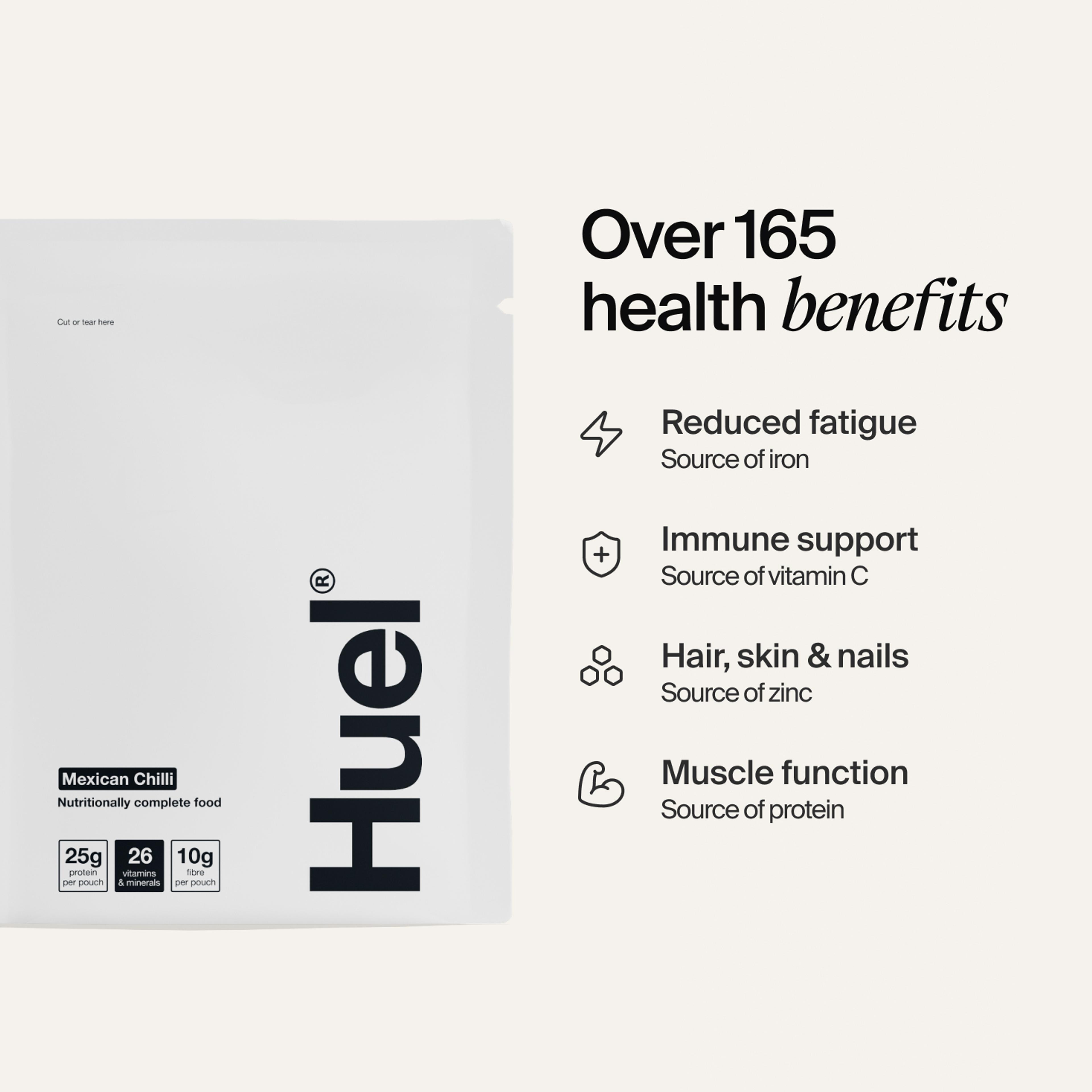 A sachet of Huel Hot & Savoury on a neutral colour background
