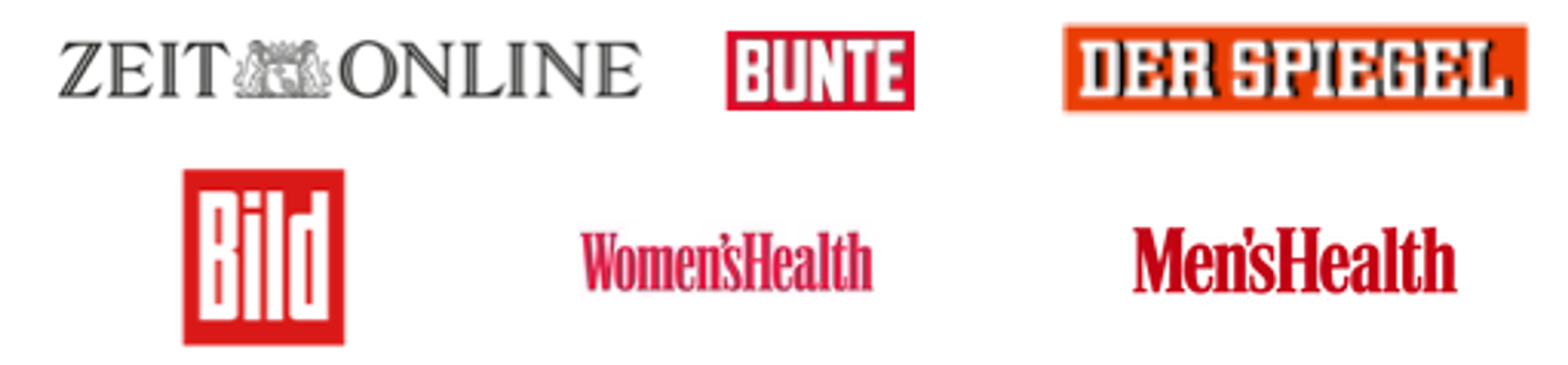 Logos of German magazines where Huel has featured in