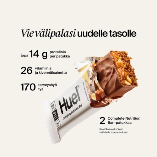 An image of a Huel Complete Nutrition protein bar in a ripped wrapper
