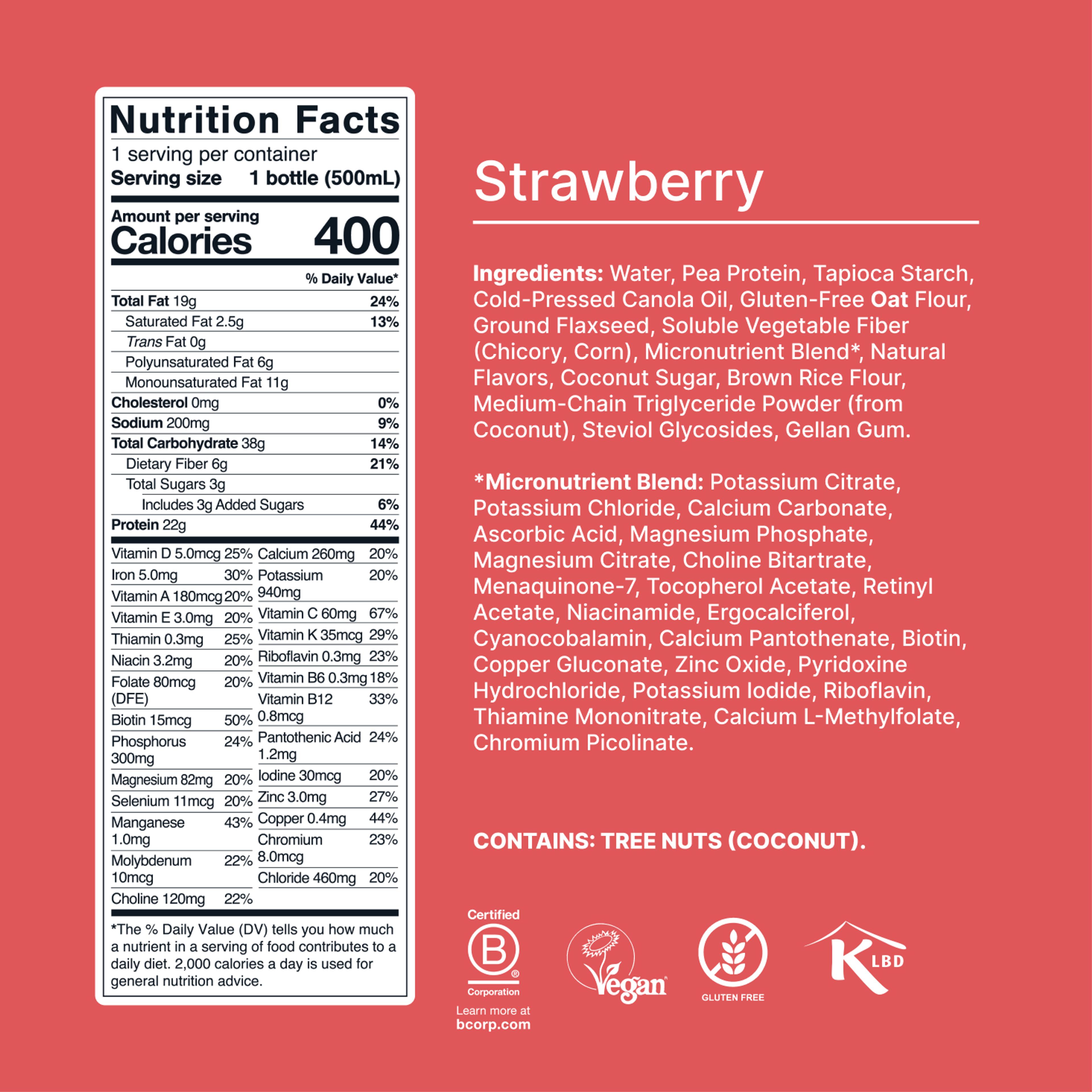 Back of pack nutritional information for Huel Ready-to-drink
