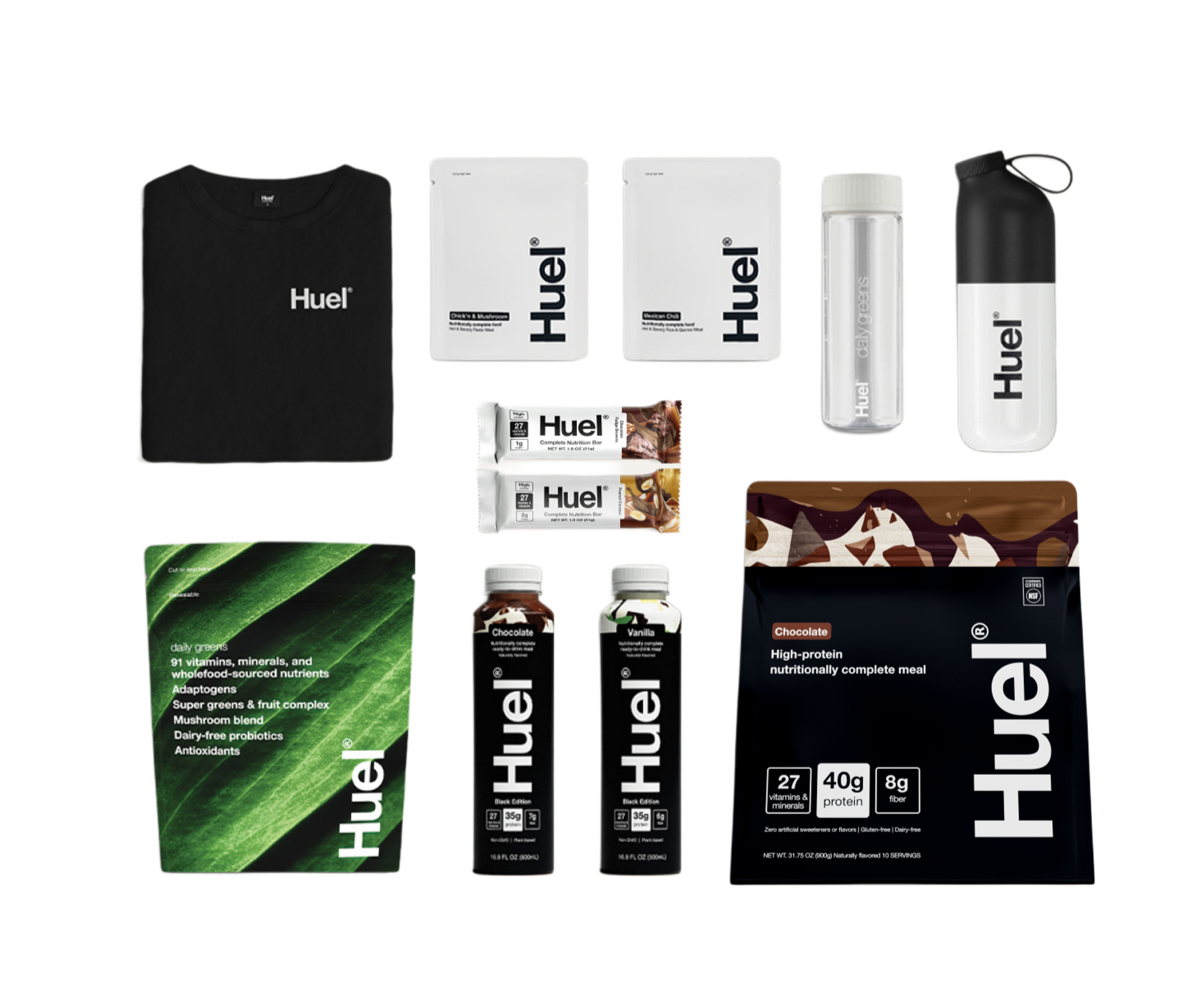 An image showing the range of Huel products