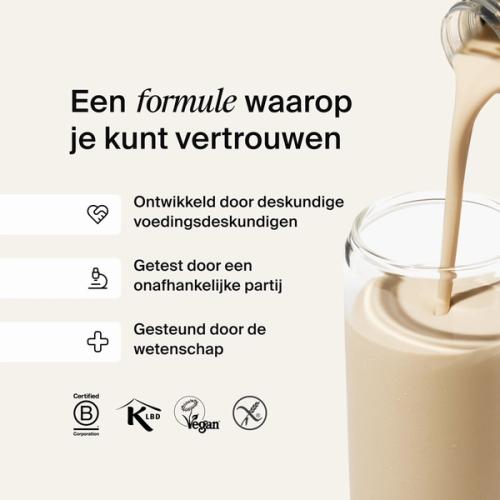 Huel RTD protein drink being poured into a glass