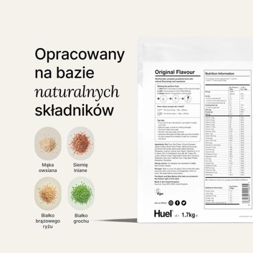 Back of pack nutritional information for Huel Powder