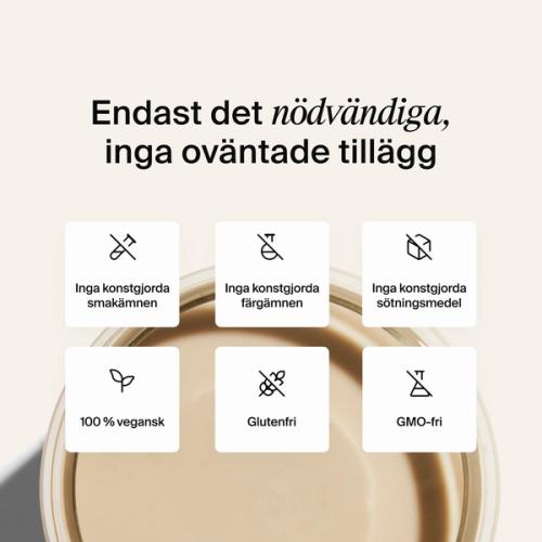 Above shot of a glass of Huel RTD on a neutral colour background