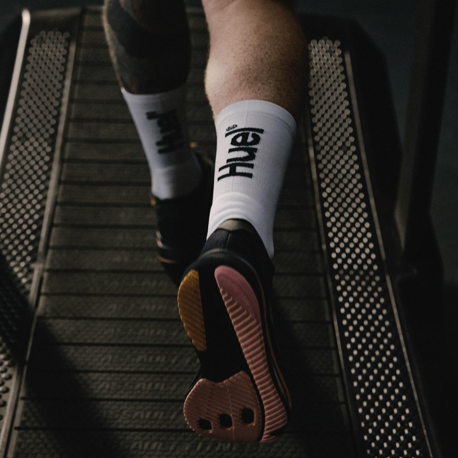 Huel Running Socks - On treadmill