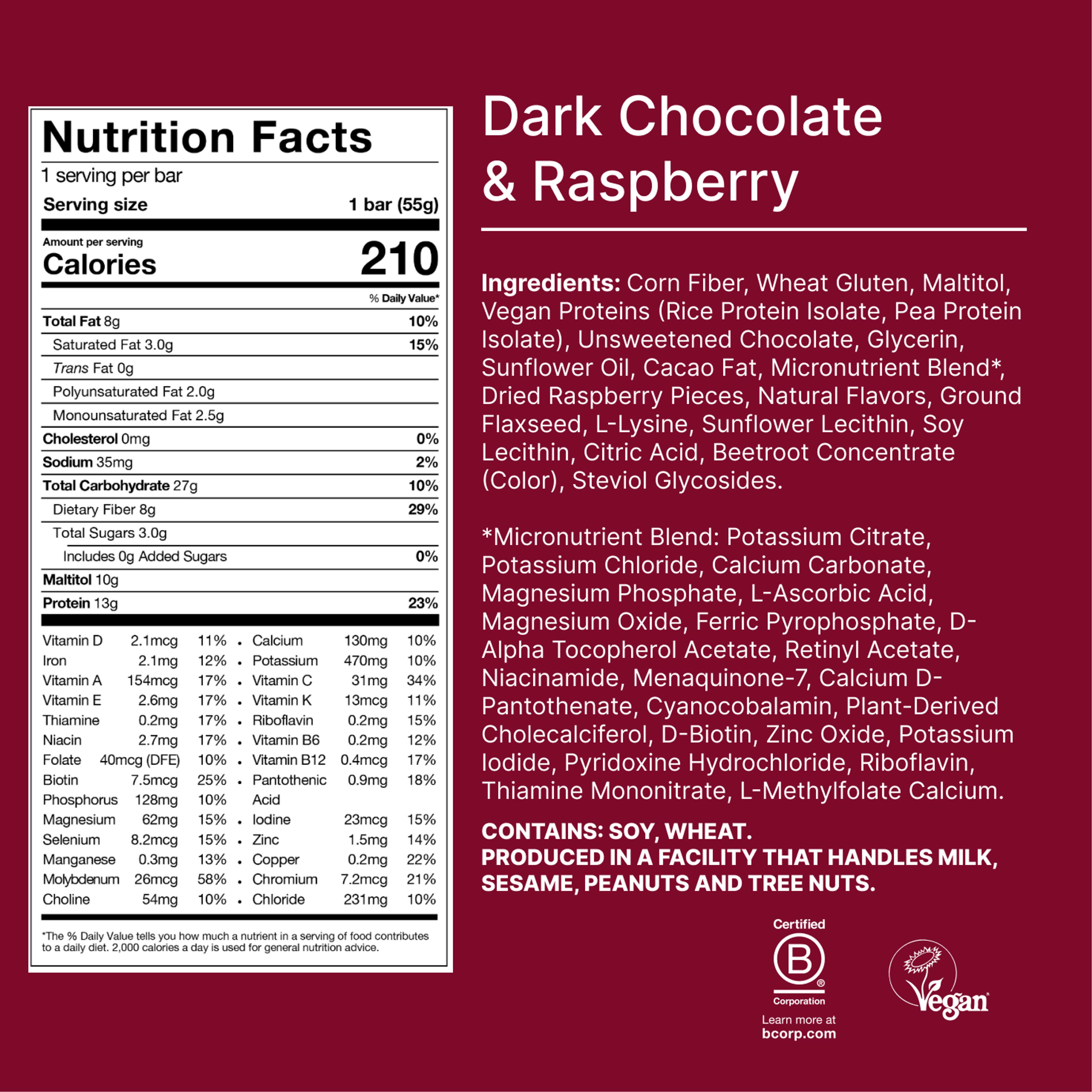 The back-of-pack label of a Huel Complete Nutrition Bar accompanied by images of ingredients