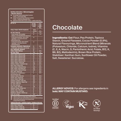 Back of pack nutritional information for Huel Essential