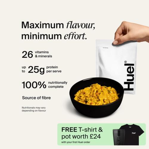 Bowl of Hot & Savoury with Complete Nutrition callouts