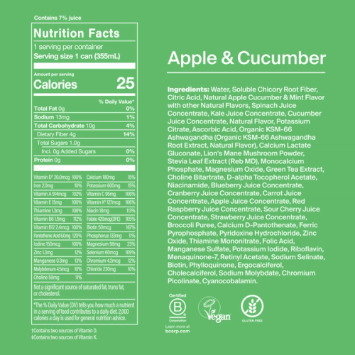 Nutrition facts and ingredients for Huel Daily Greens RTD Apple & Cucumber