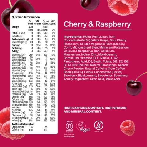 The nutritional information of Cherry & Raspberry Daily A-Z