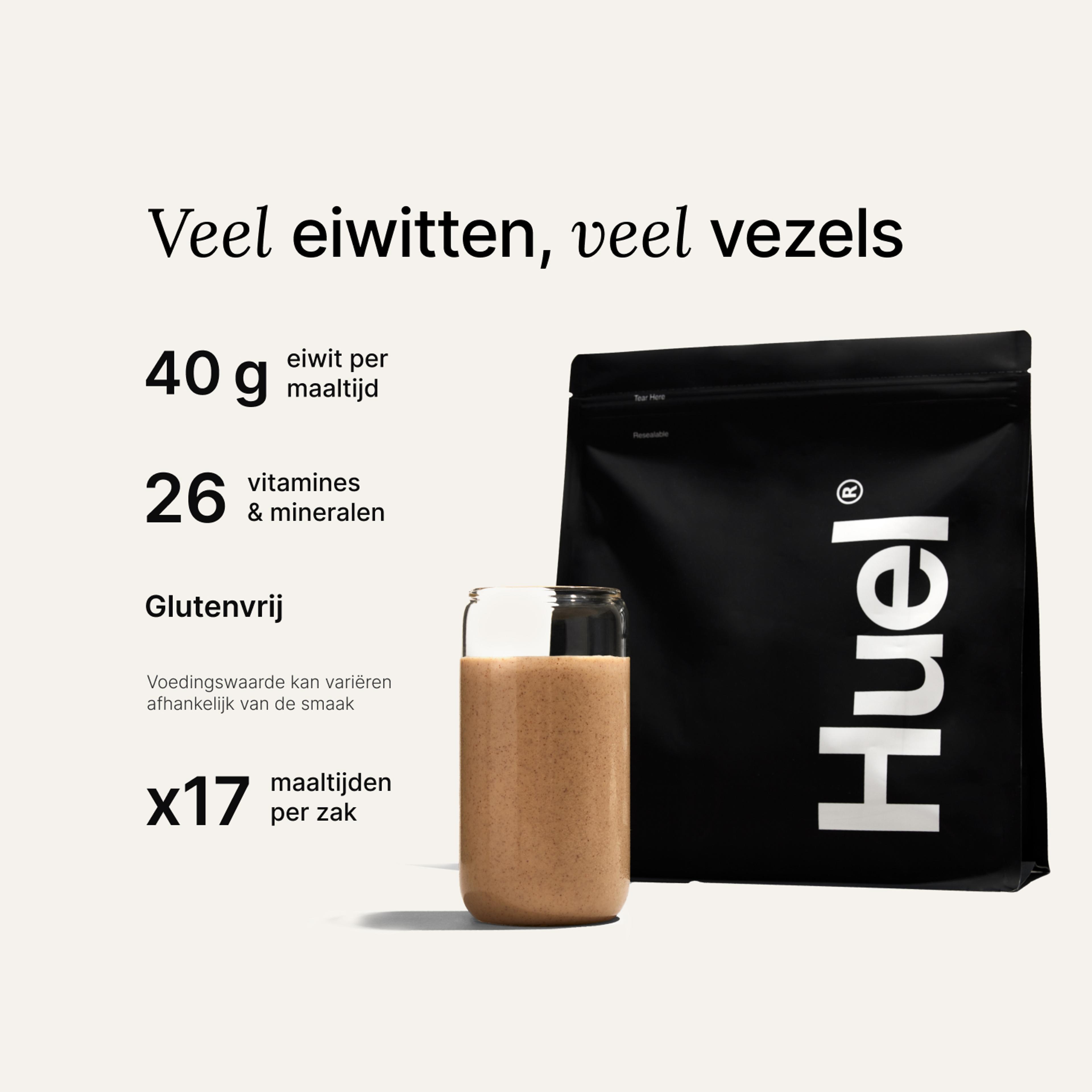 Een zak Huel Black Edition meelpoeder 