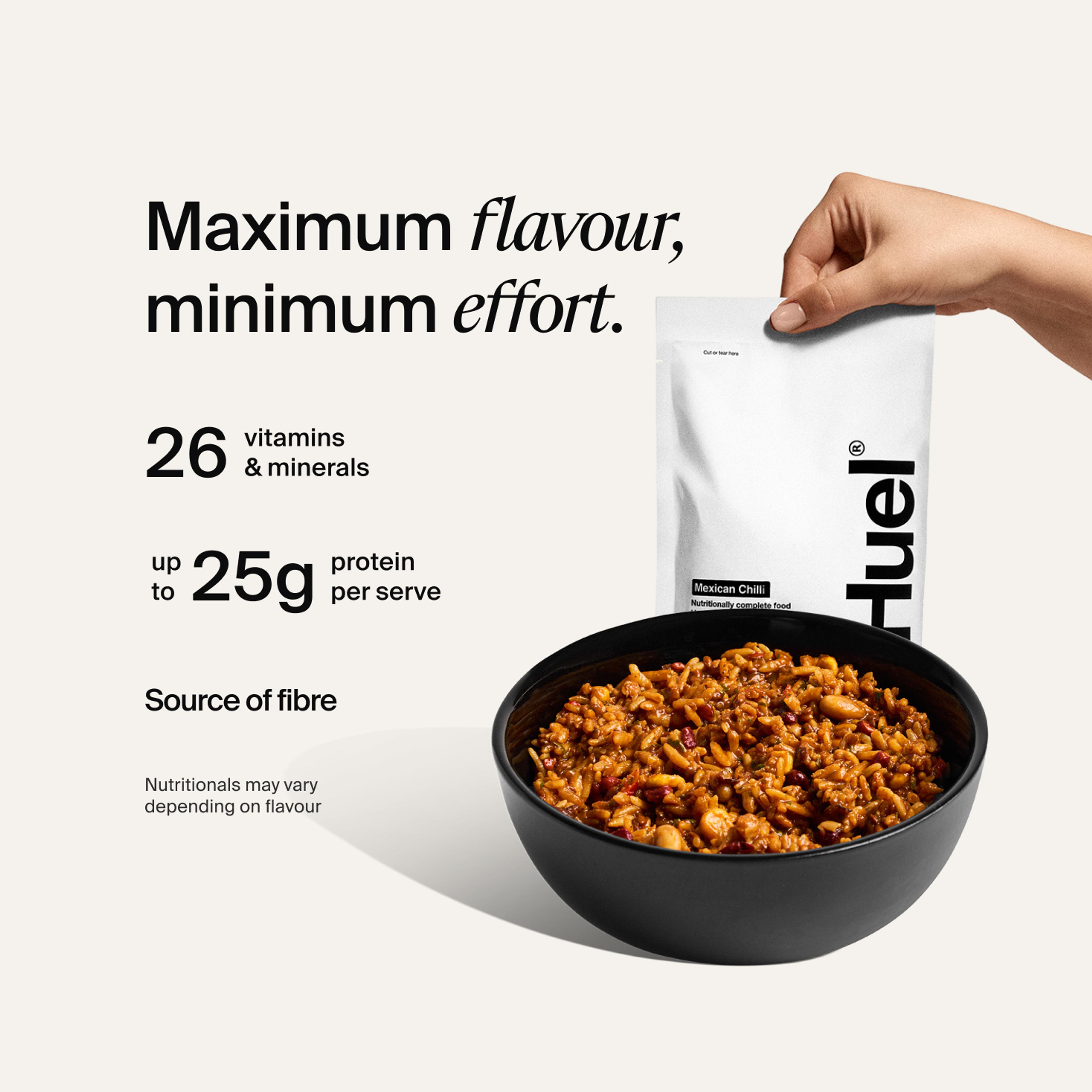 Bowl of Hot & Savoury with Complete Nutrition callouts