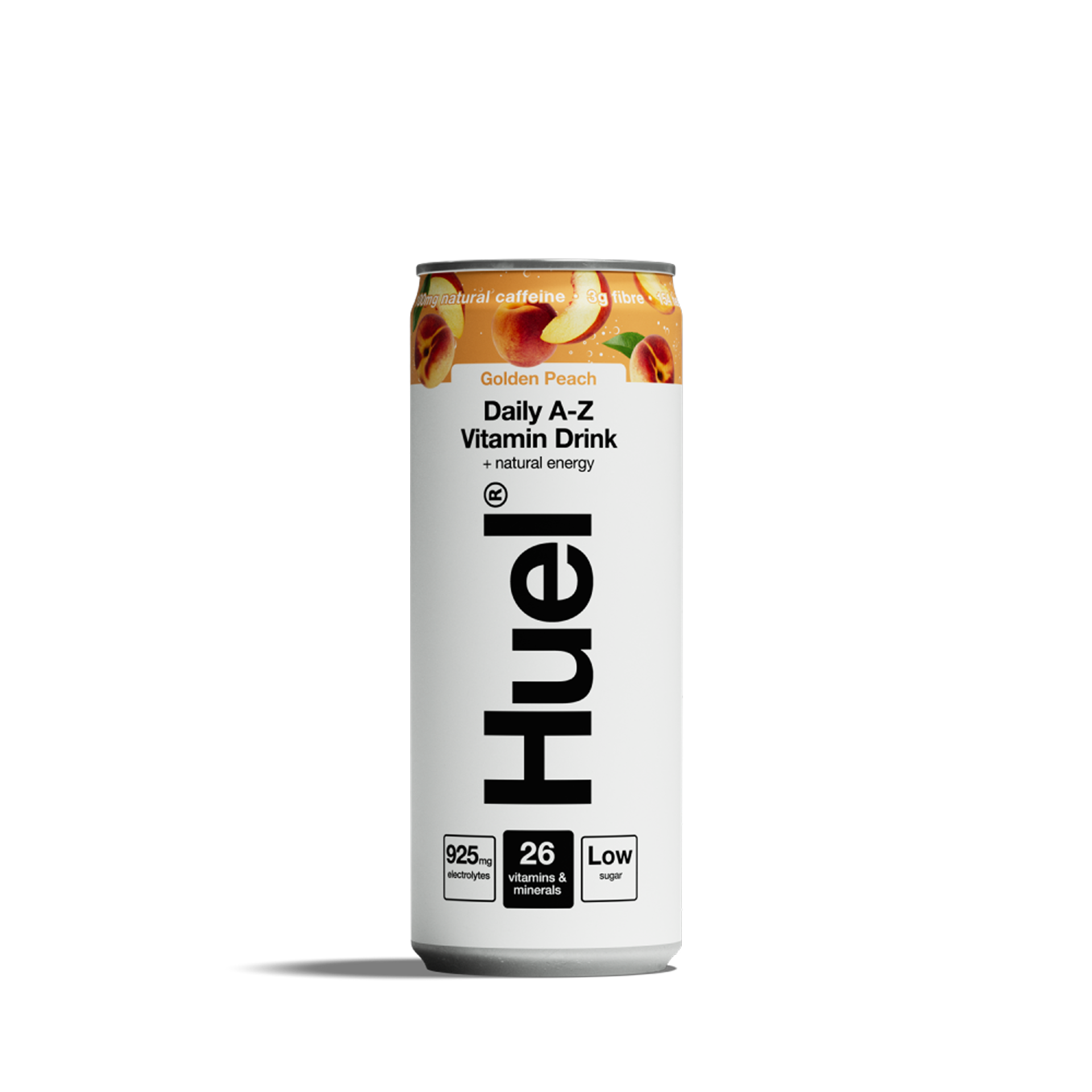 A can of Huel Daily A-Z vitamins in Golden Peach flavour