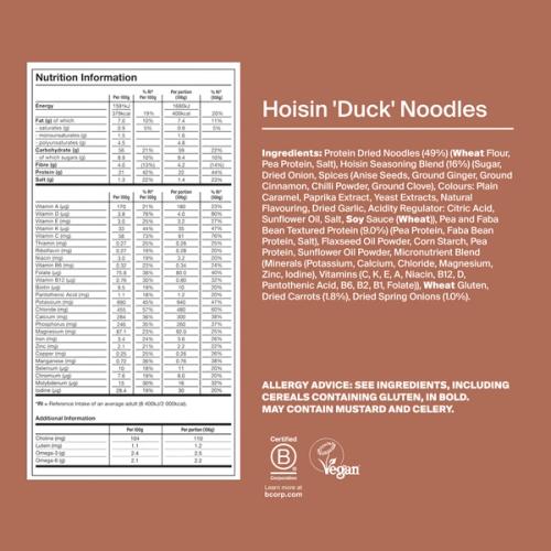 Back of a Huel Hot & Savoury meal pack with nutritional information