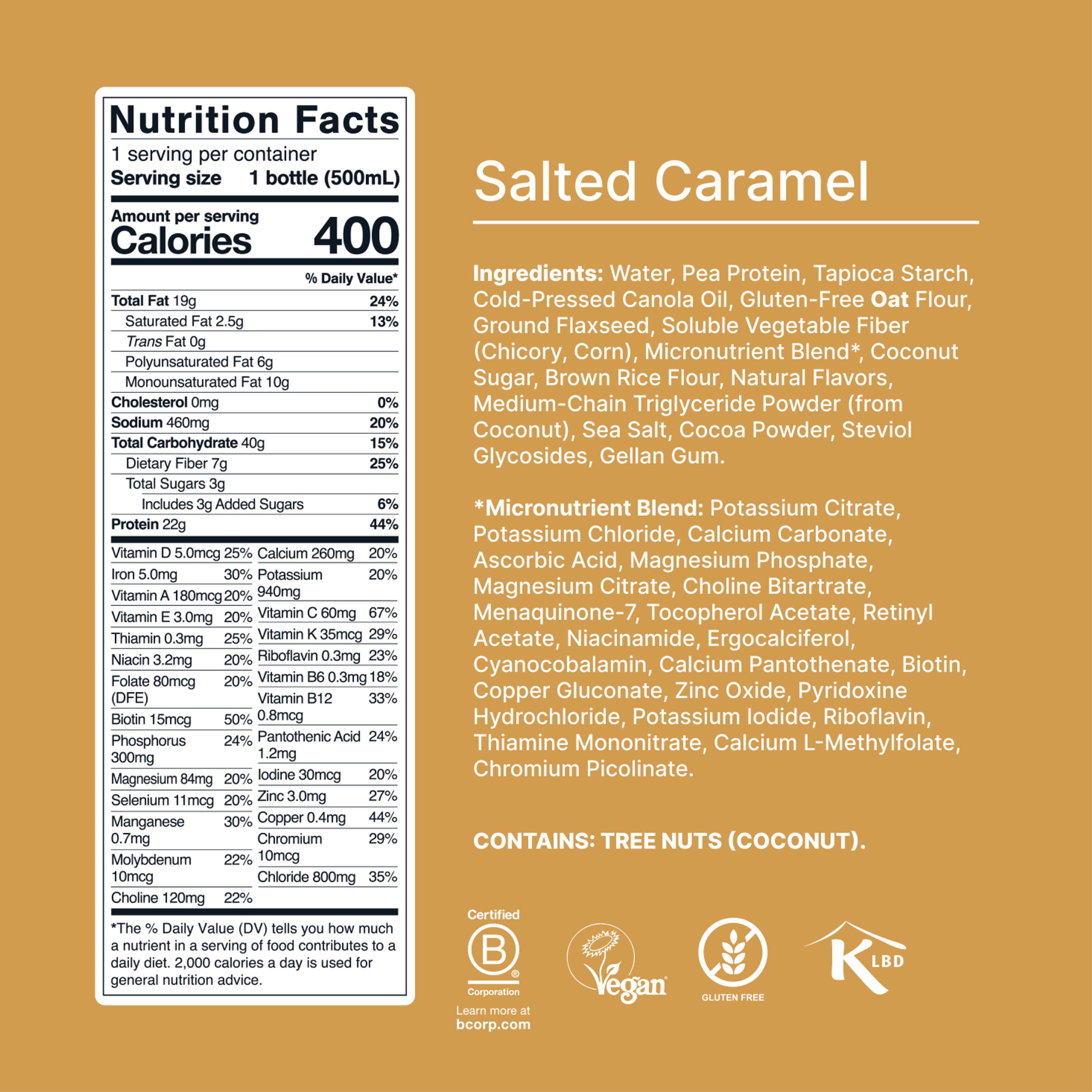 Back of pack nutritional information for Huel Ready-to-drink
