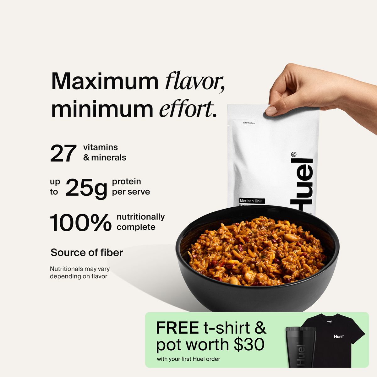 Huel Hot & Savory Chick'n & Mushroom Pasta, 7 Meals