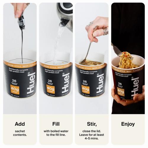 A step-by-step guide for making Huel Black Edition Ramen